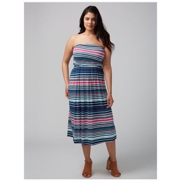 NWT Lane Bryant Striped Convertible Midi Dress Women's Plus Size 14/16 1X - Picture 2 of 9